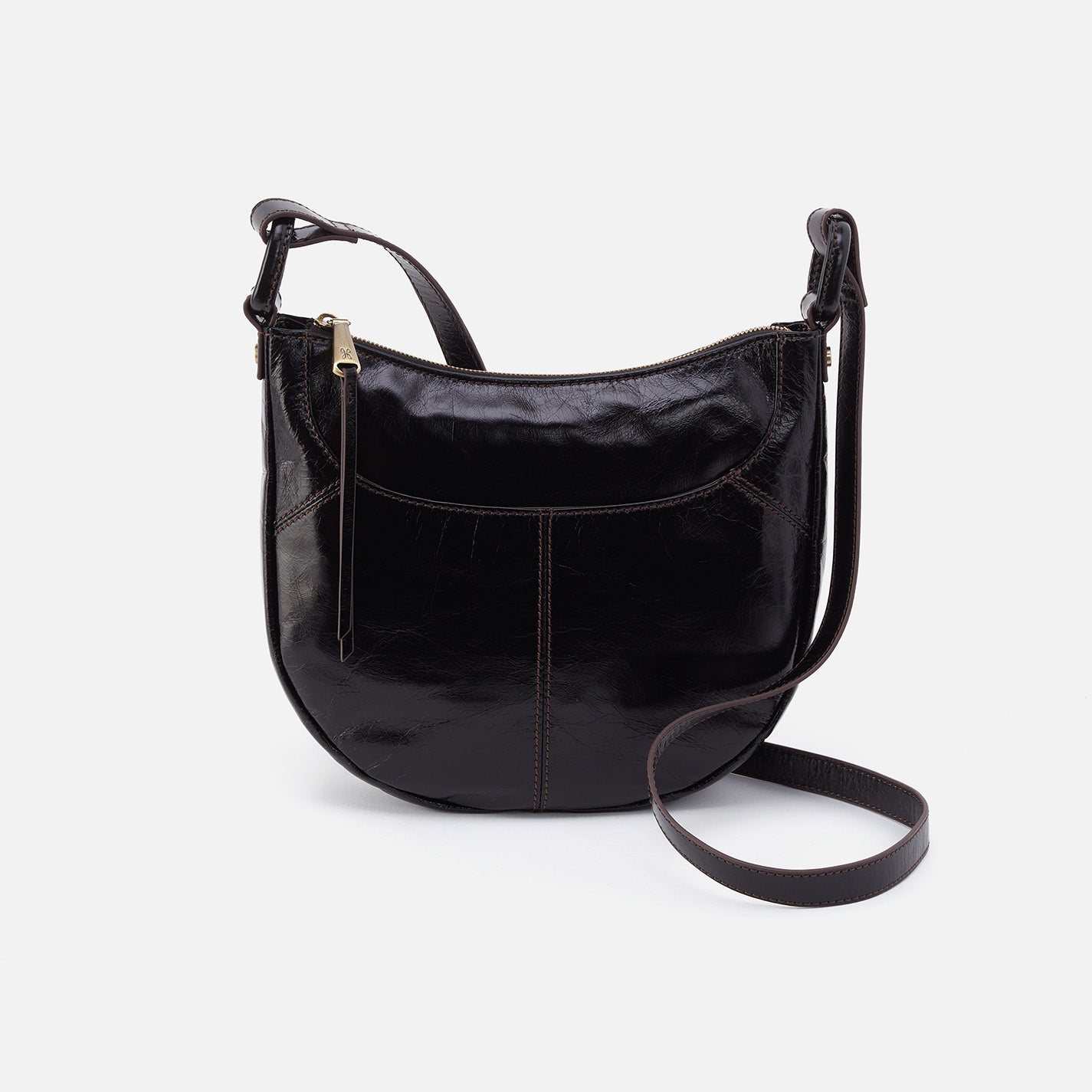 Sheila Scoop Crossbody in Polished Leather Black HOBO