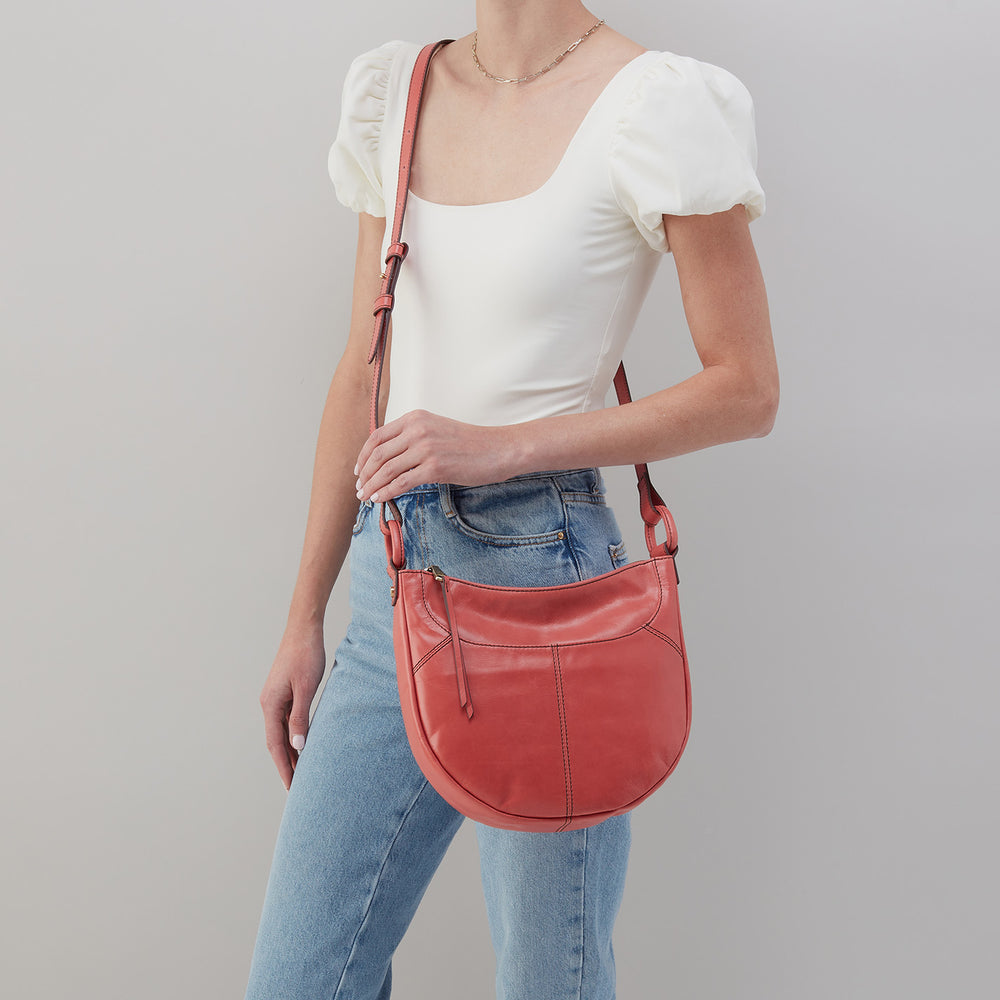 Sheila Scoop Crossbody in Polished Leather - Cherry Blossom