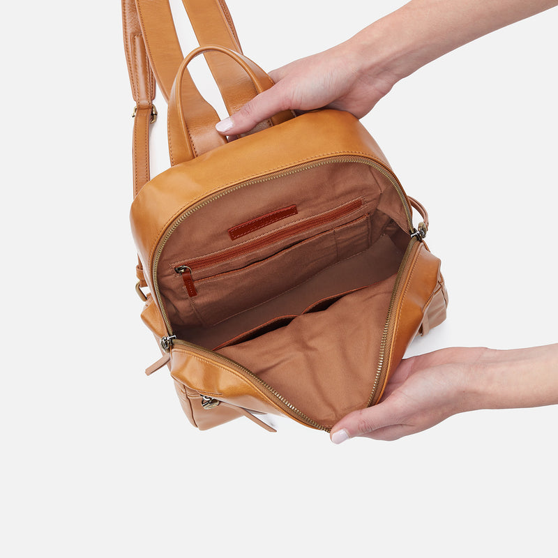 Billie Backpack In Polished Leather - Natural