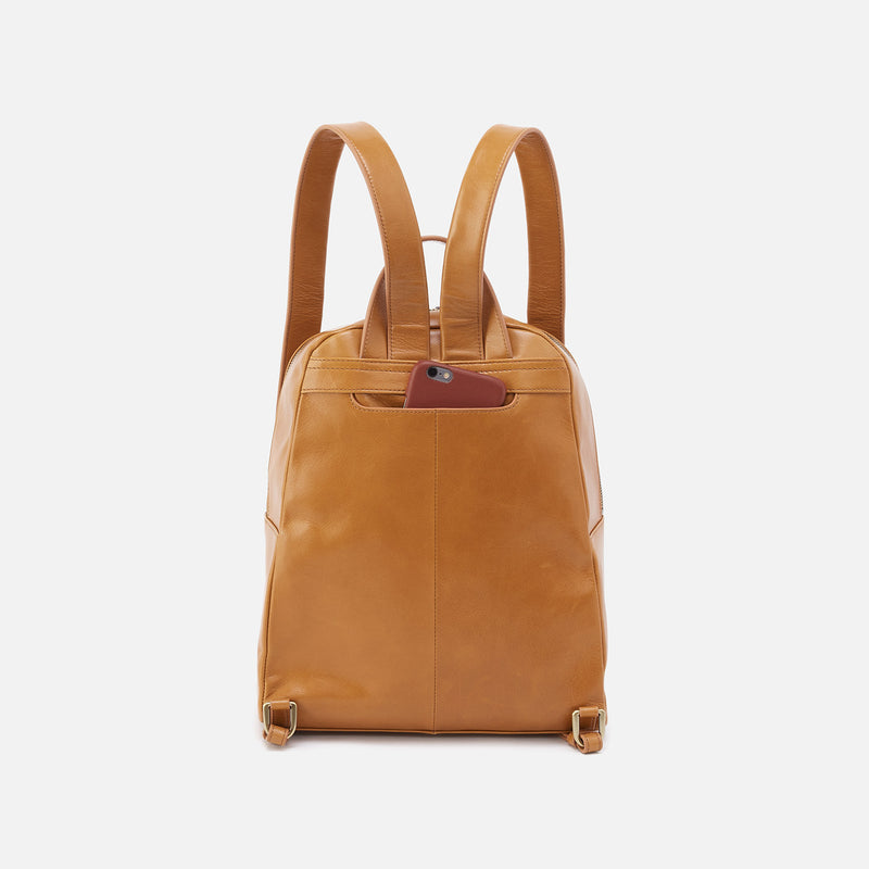 Billie Backpack In Polished Leather - Natural