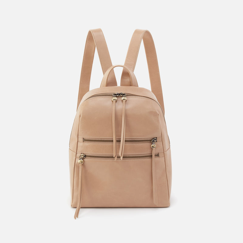 Billie Backpack In Polished Leather - Sand