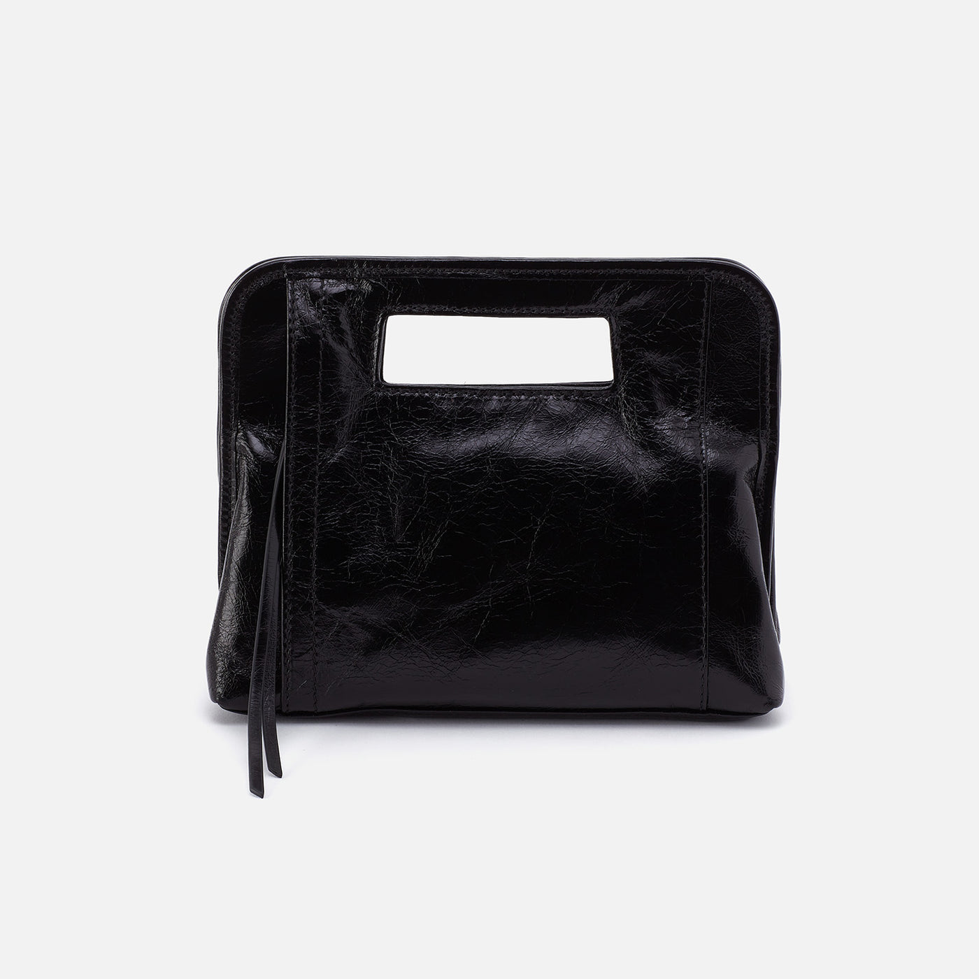 Ace Clutch In Polished Leather - Black