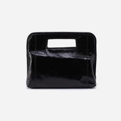 Ace Clutch In Polished Leather - Black