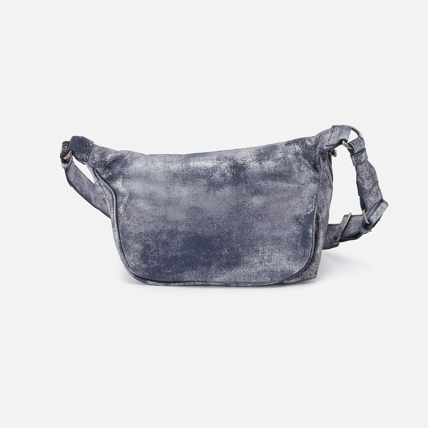 Via Belt Bag Sling In Metallic Leather - Blue Pewter