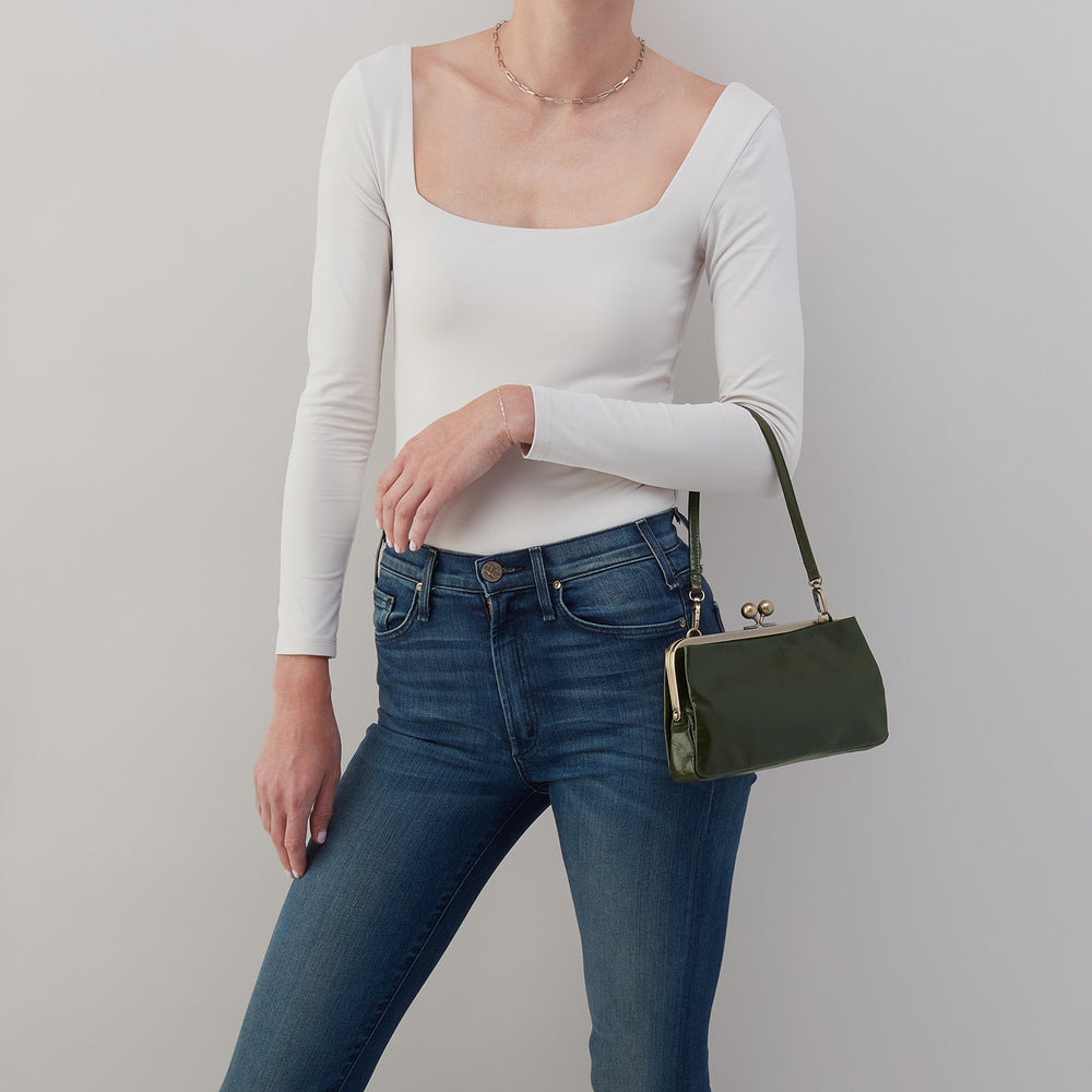 Lauren Frame Crossbody In Polished Leather - Deep Moss