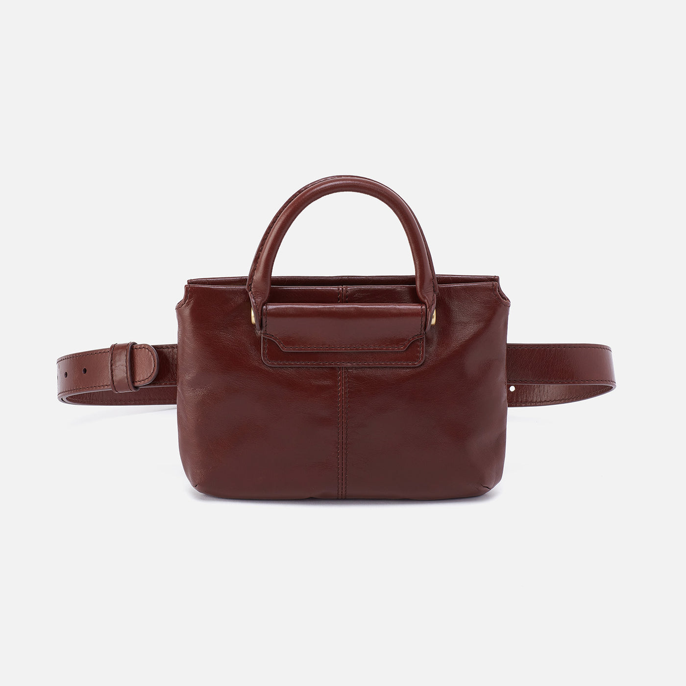 Sheila Belt Bag In Polished Leather - Chocolate