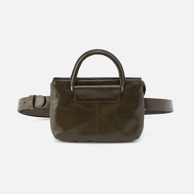 Sheila Belt Bag in Polished Leather - Deep Moss