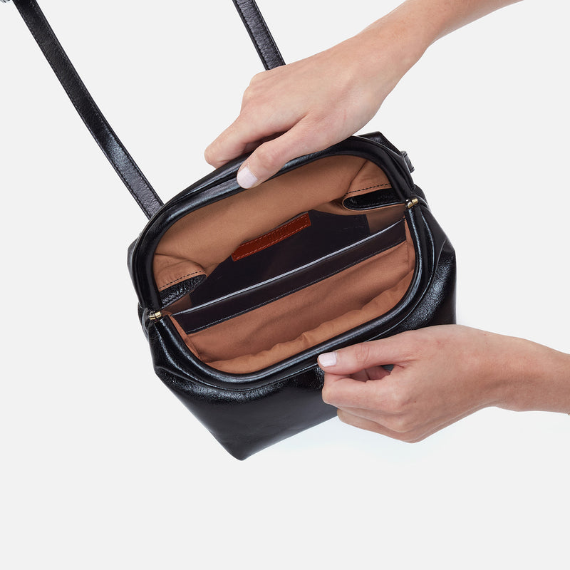 Logan Crossbody In Polished Leather - Black