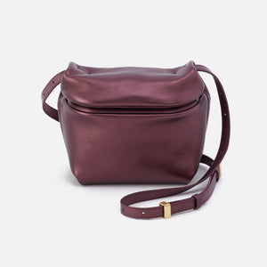 Logan Crossbody In Metallic Leather - Frosted Plum