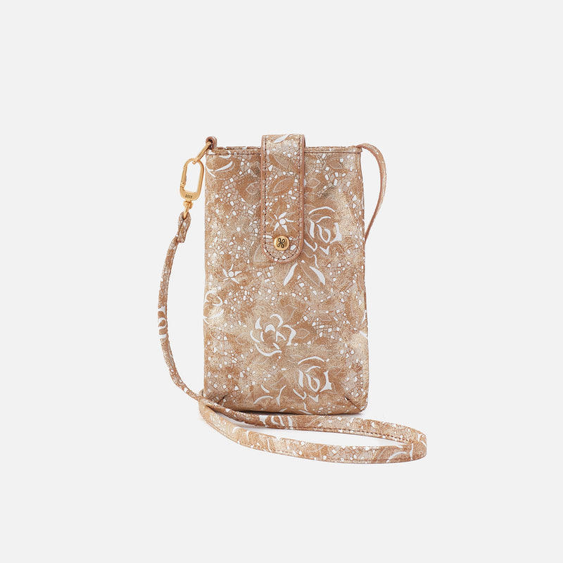 Marlo Carryall Crossbody In Printed Leather - Gilded Petals