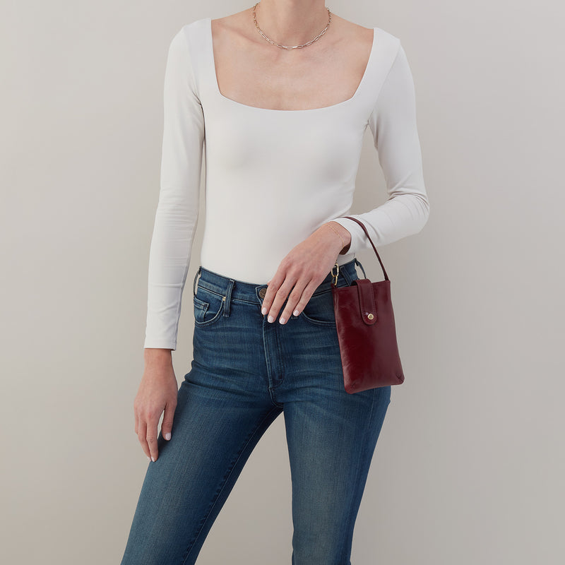 Marlo Carryall Crossbody In Polished Leather - Winterberry