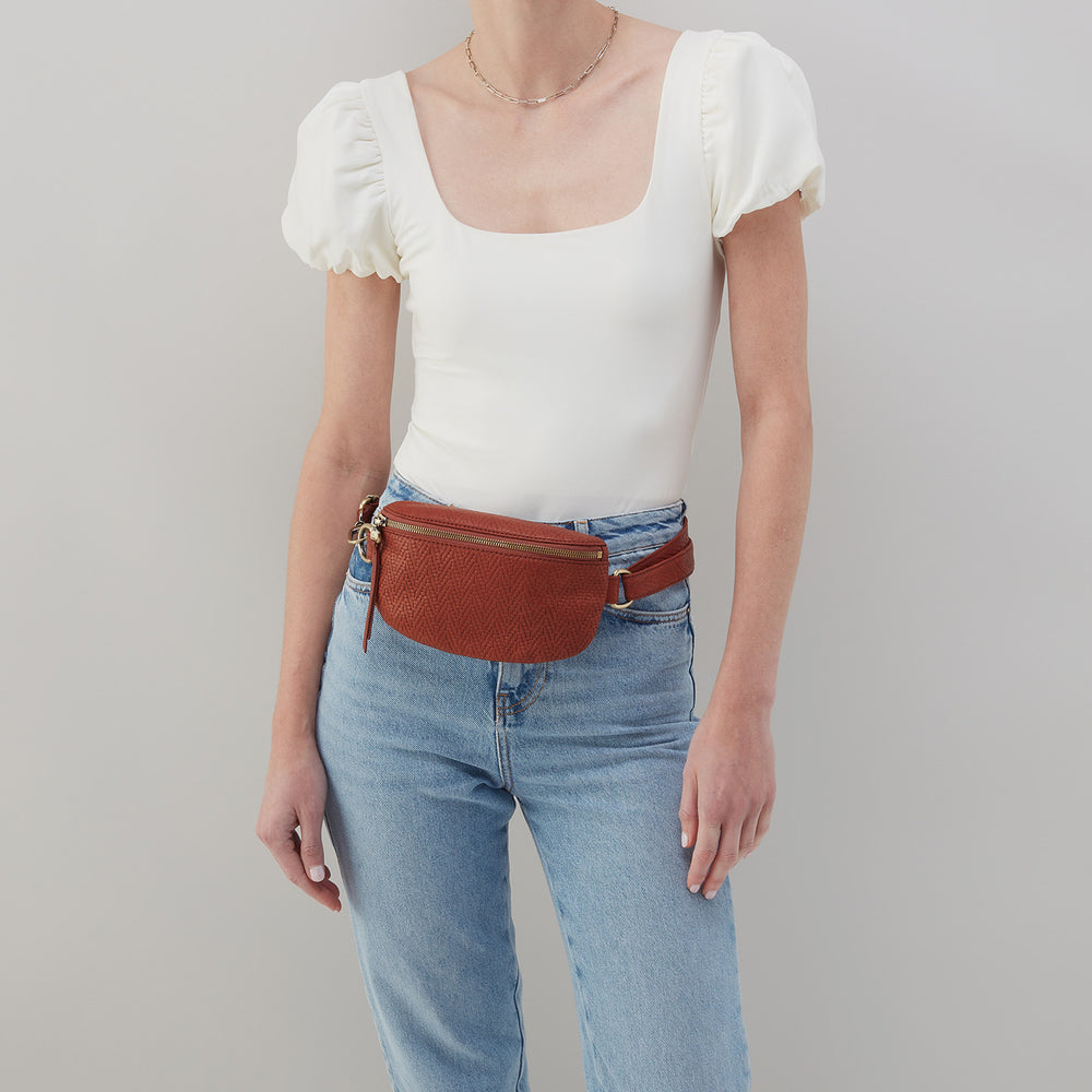 Fern Belt Bag In Soft Embossed Leather - Tuscan Brown