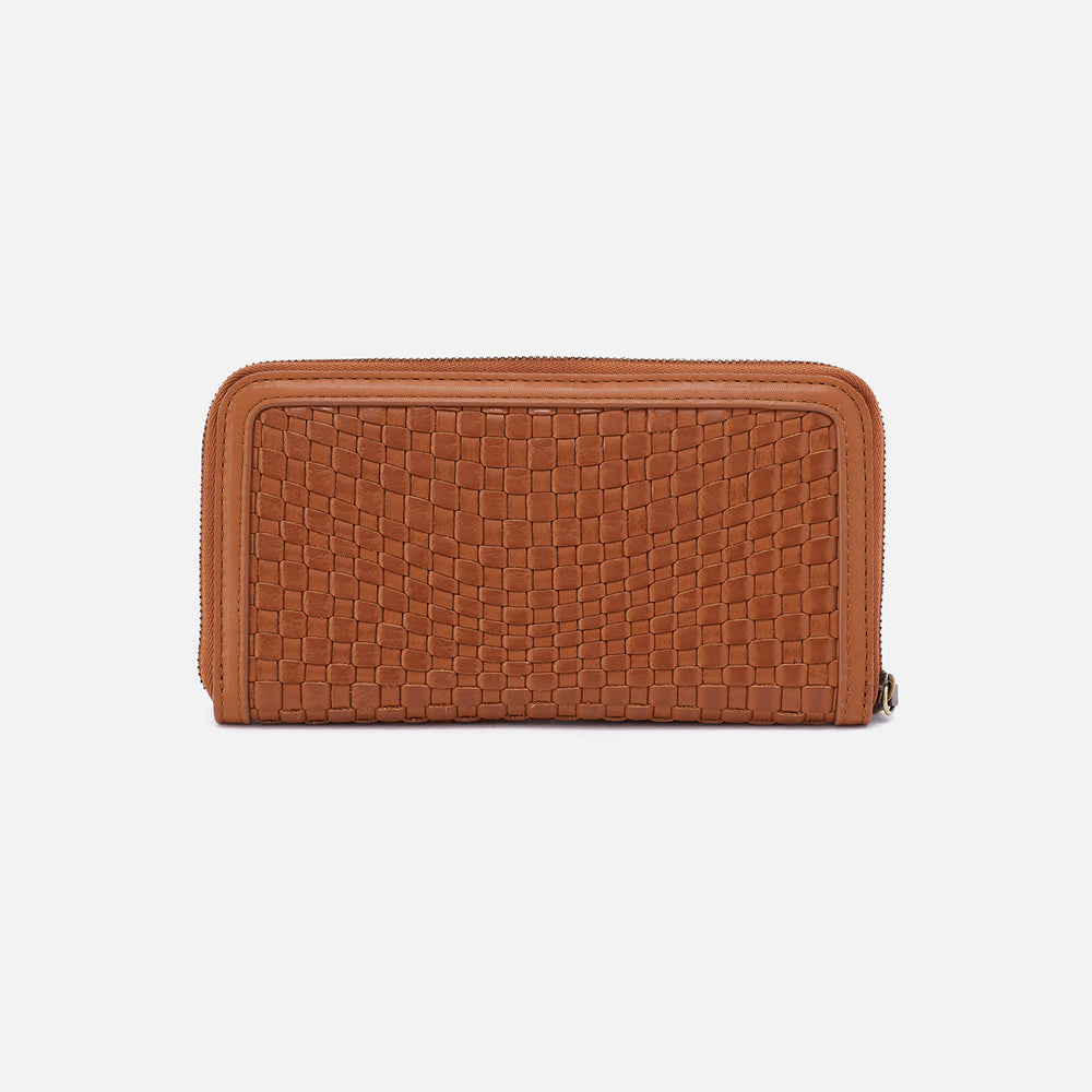 Nila Large Zip Around Continental Wallet in Wave Weave Leather - Wheat