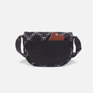 Juno Belt Bag In Woven Leather - Black Metallic Woven