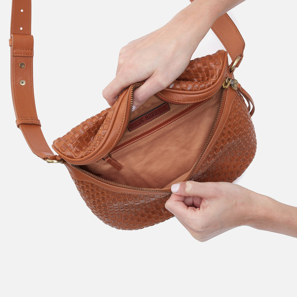 Juno Belt Bag in Wave Weave Leather - Wheat