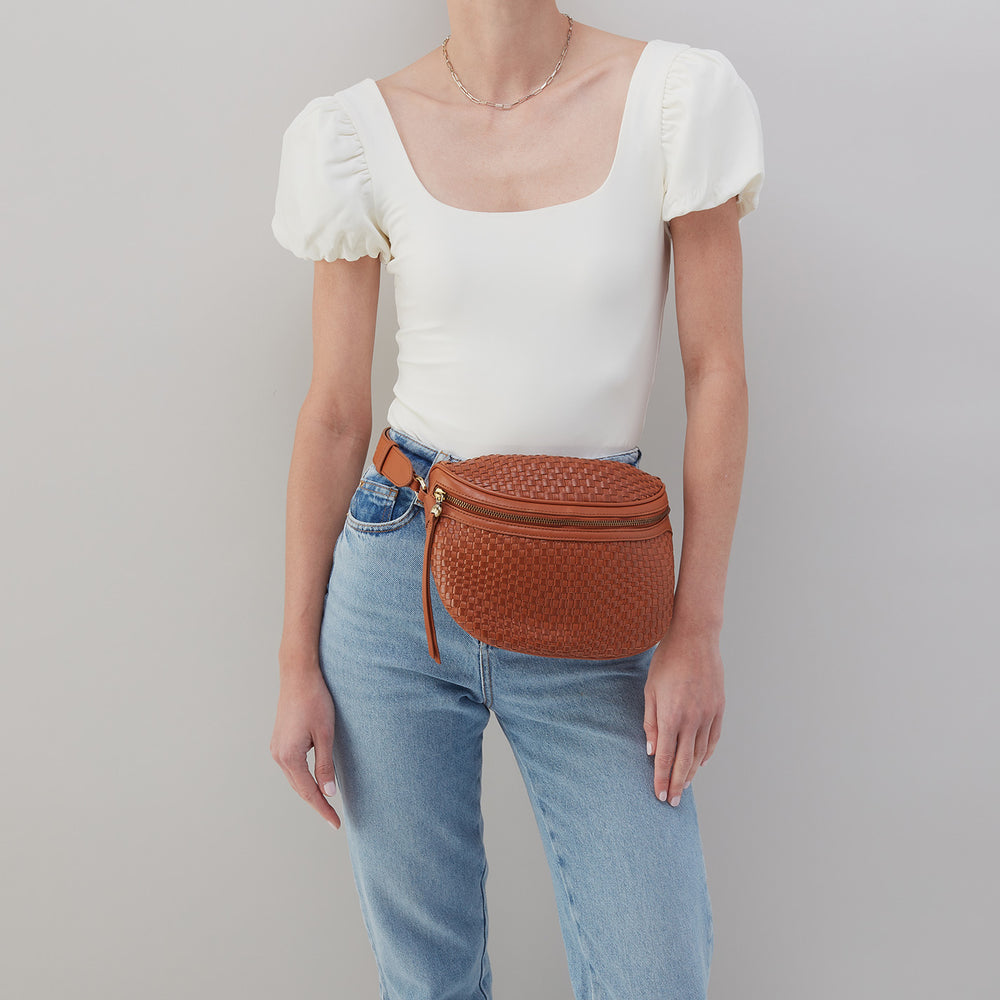 Juno Belt Bag in Wave Weave Leather - Wheat