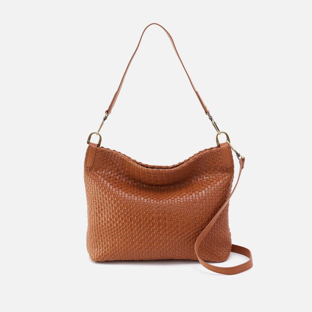 Pier Shoulder Bag in Wave Weave Leather - Wheat