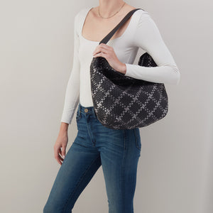 Harley Hobo In Woven Leather - Black Metallic Woven