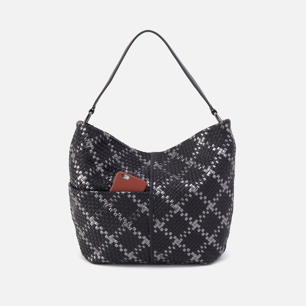 Harley Hobo In Woven Leather - Black Metallic Woven