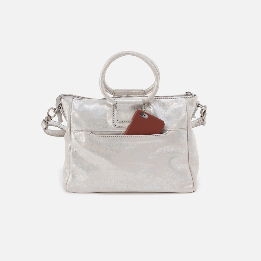 Sheila Medium Satchel In Metallic Leather - Silver