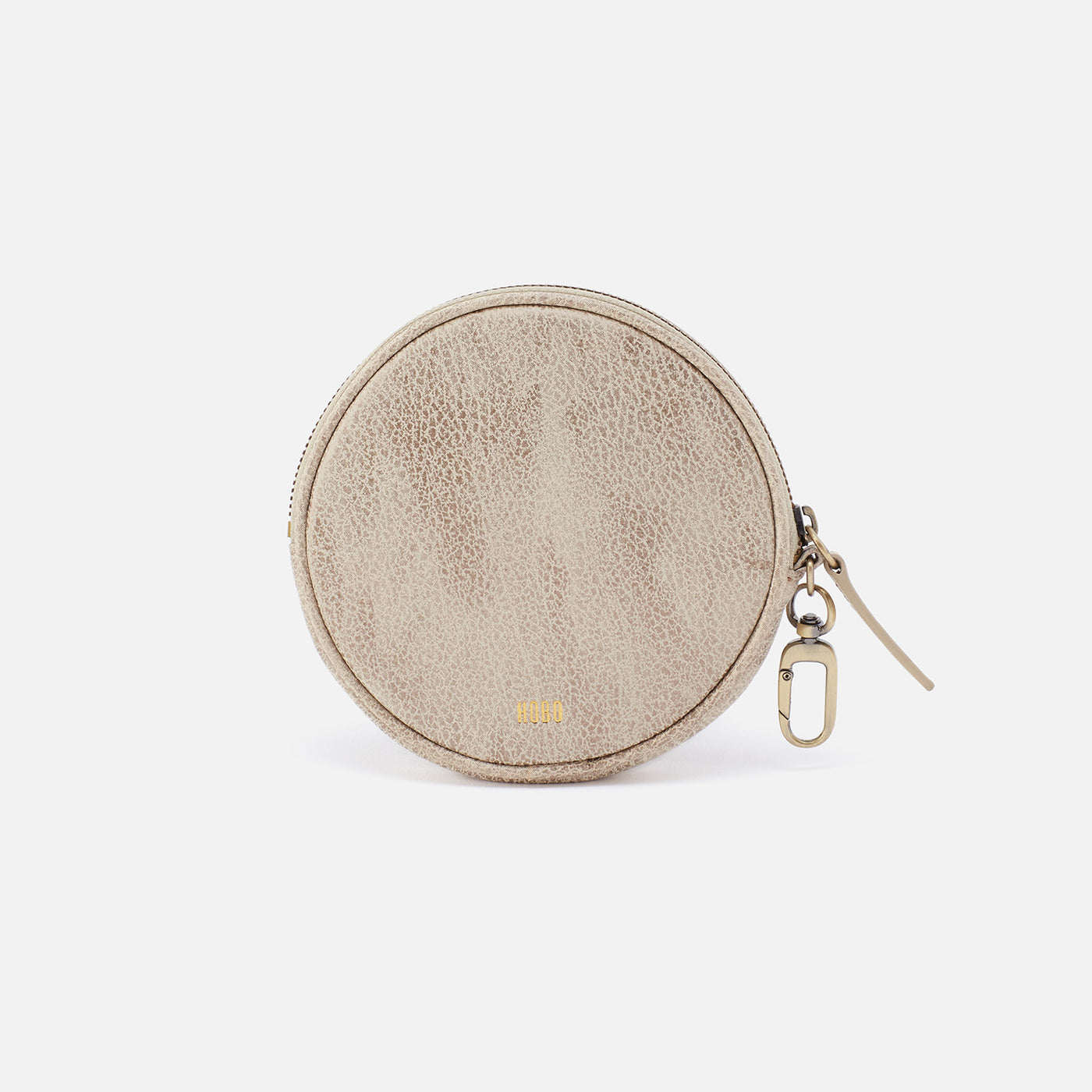 Metallic Leather Round Coin Purse Silver