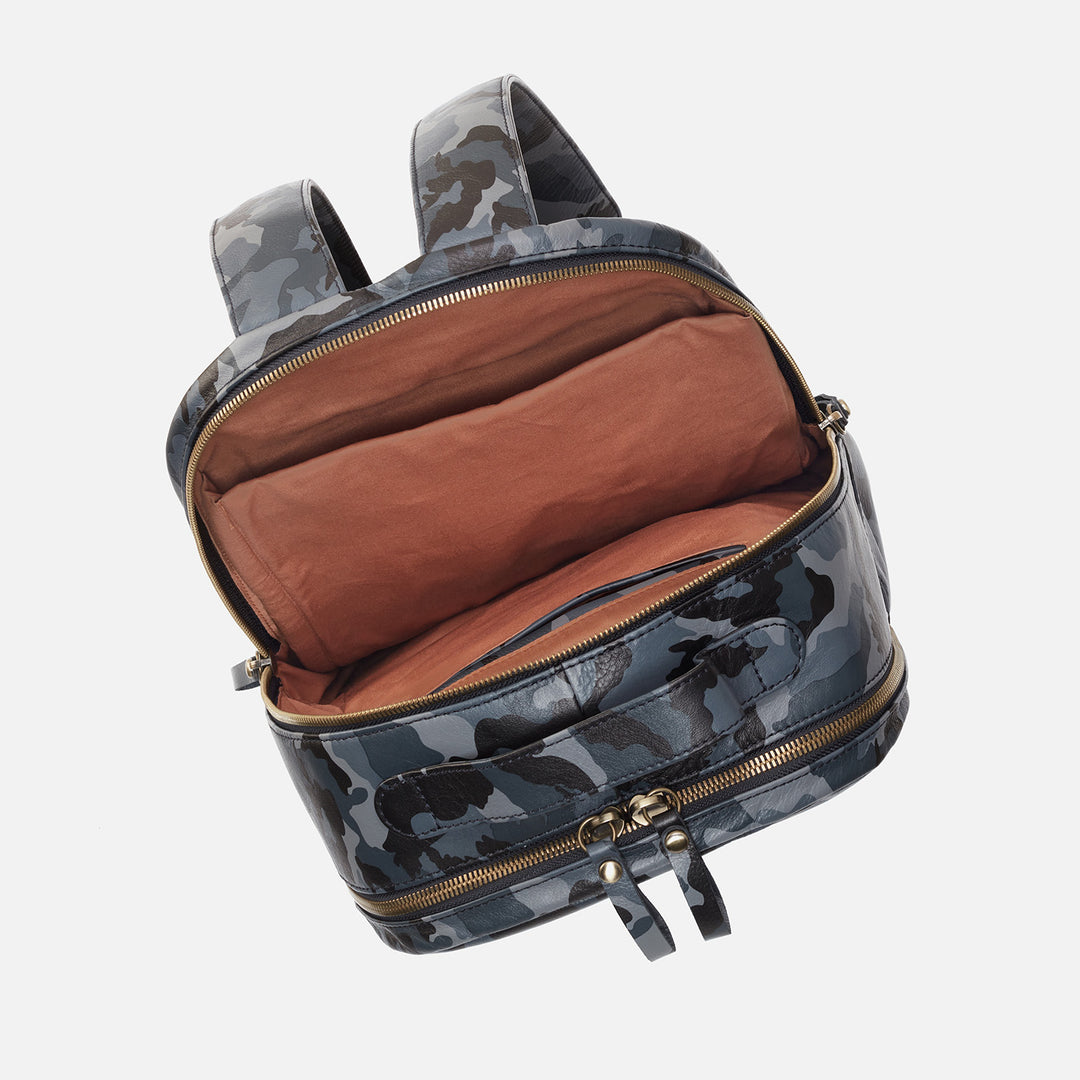 Maddox Backpack in Silk Napa Leather Blue Camo HOBO