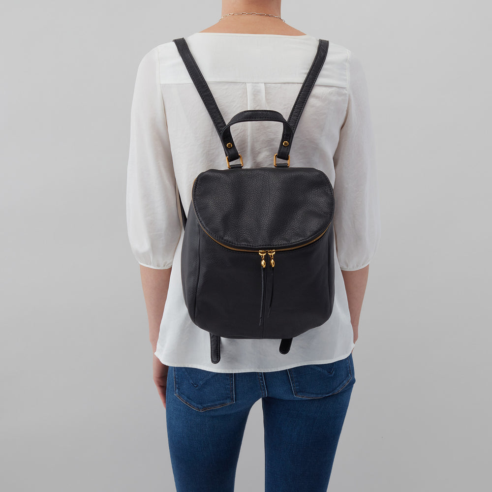 River Backpack in Pebbled Leather Black HOBO