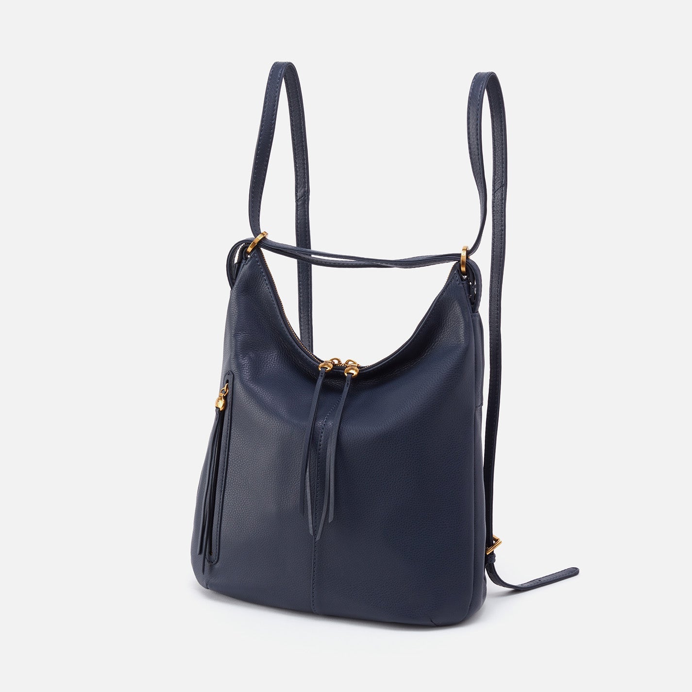 Merrin Convertible Backpack in Pebbled Leather - Sapphire – HOBO