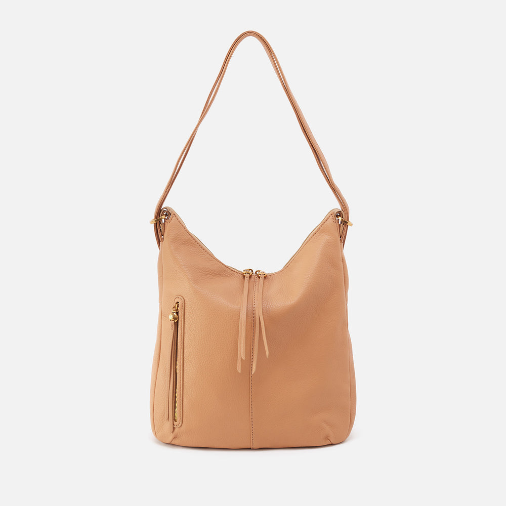 Merrin Convertible Backpack In Pebbled Leather - Sandstorm