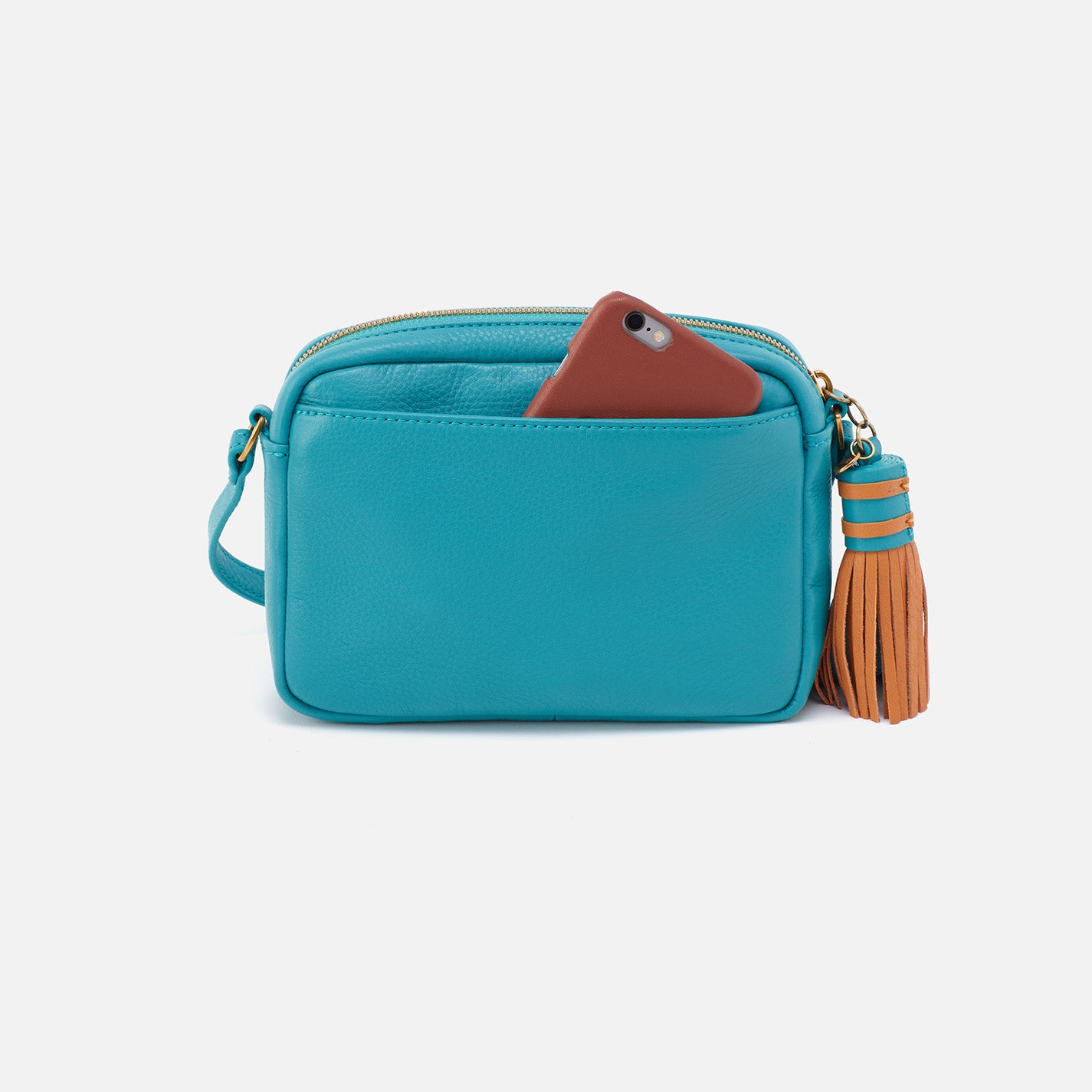 Renny Small Crossbody in Pebbled Leather - Aqua