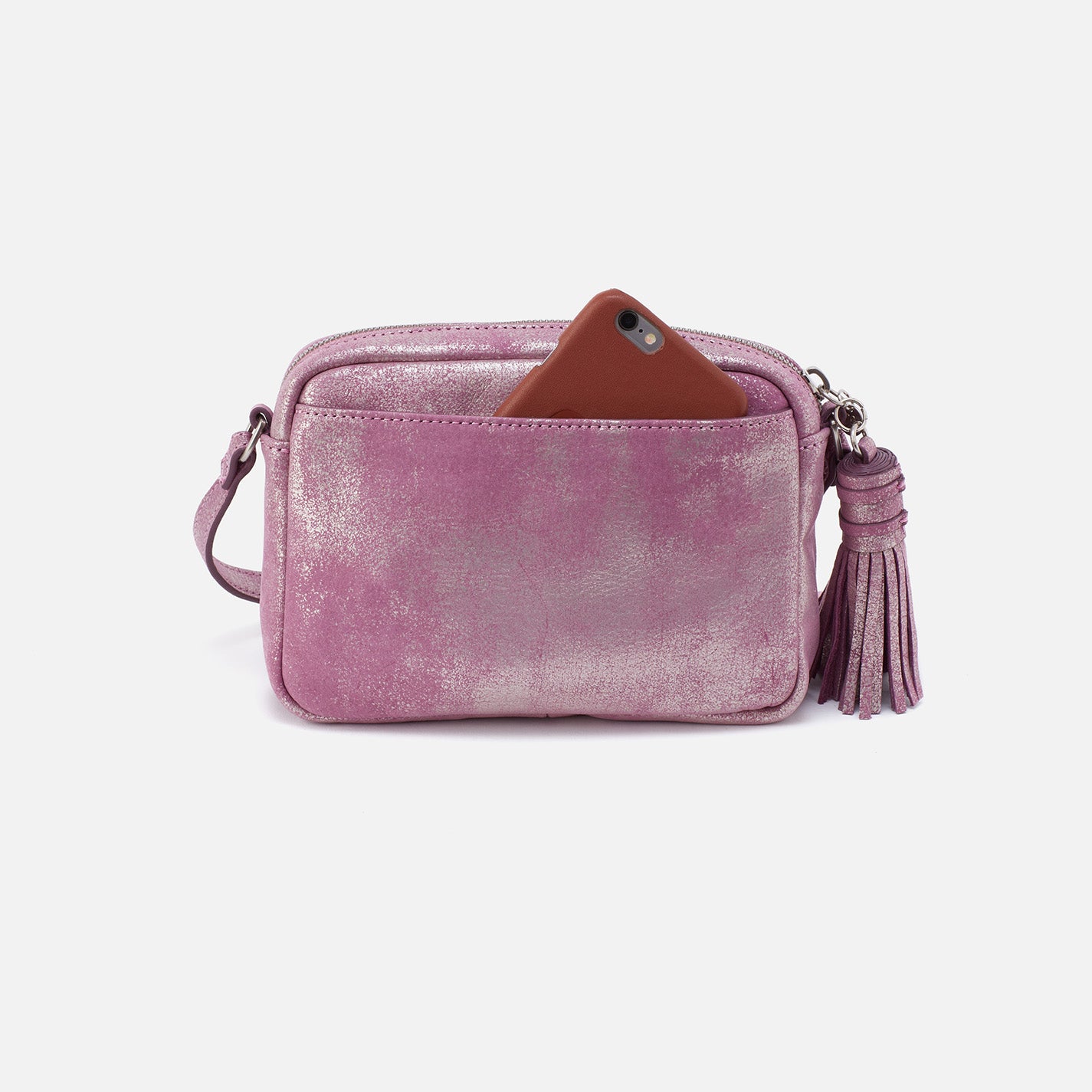 Renny Small Crossbody in Metallic Leather - Violet Metallic