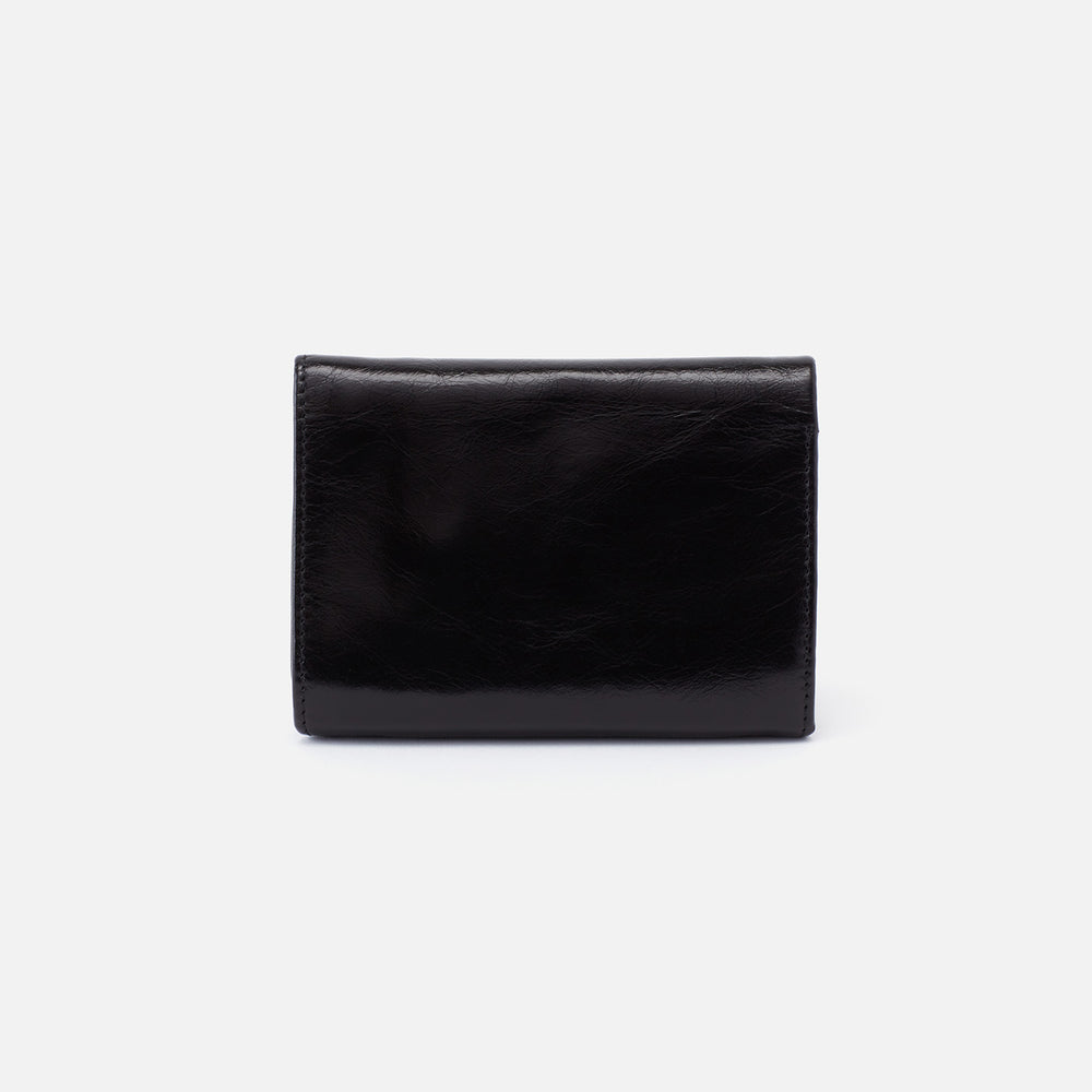 Robin Compact Wallet In Polished Leather - Black