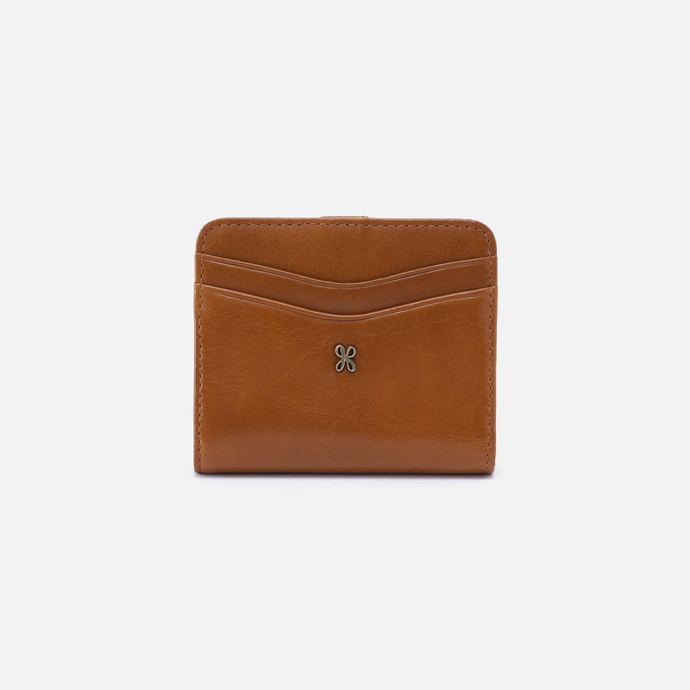 Max Mini Bifold Compact Wallet in Polished Leather - Truffle