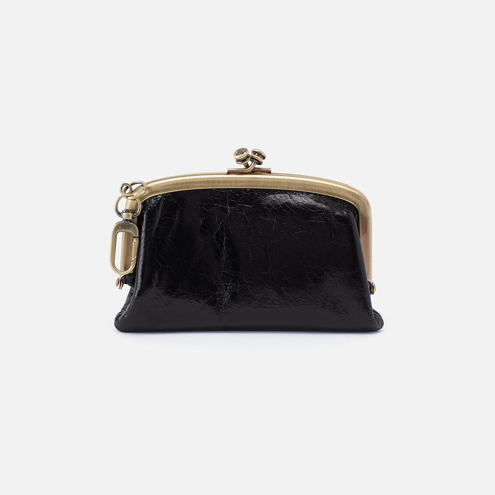 Cheer Frame Pouch In Polished Leather - Black