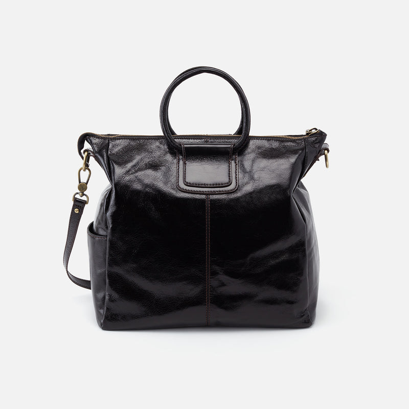 Sheila Large Satchel In Polished Leather - Black