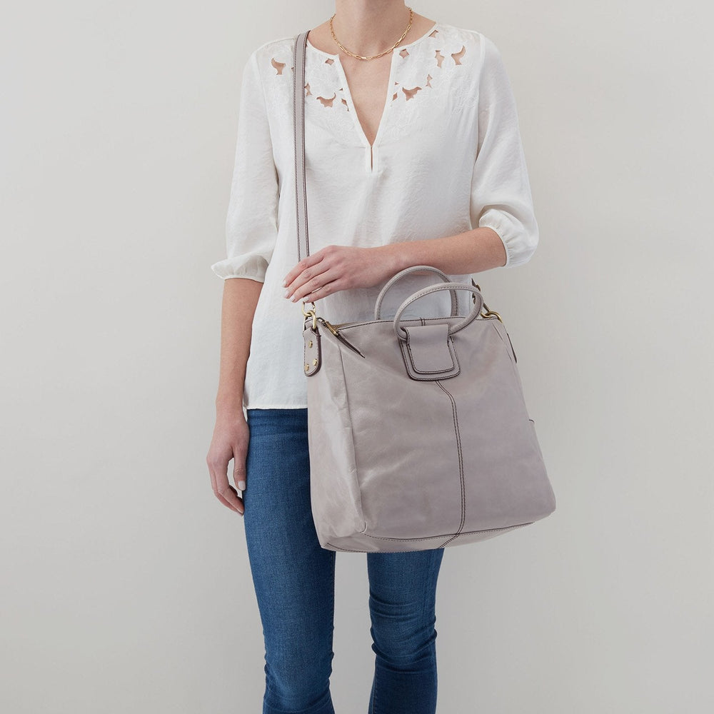 Sheila Large Satchel in Polished Leather - Driftwood