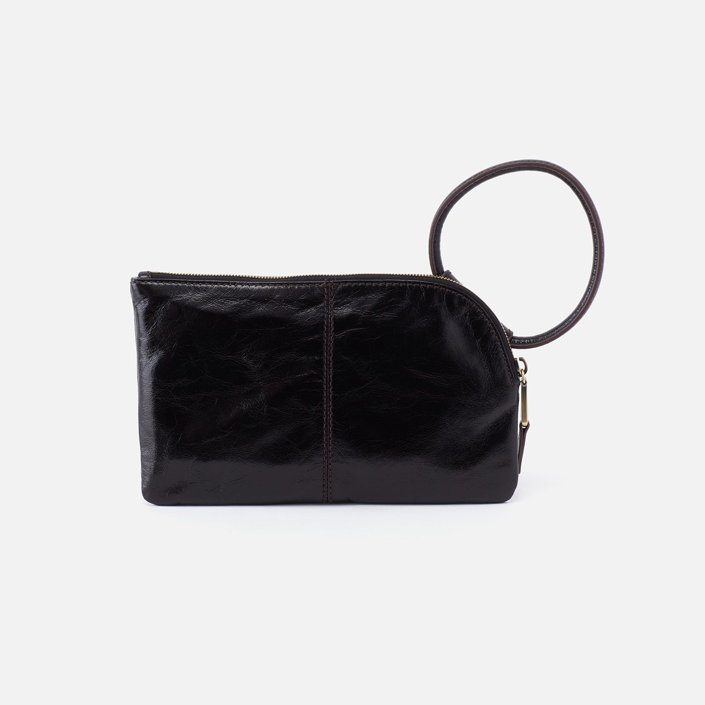 Sable Wristlet in Polished Leather Black HOBO