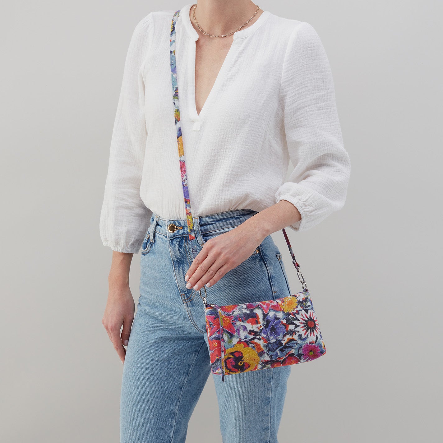 Darcy Crossbody in Printed Leather - Poppy Floral