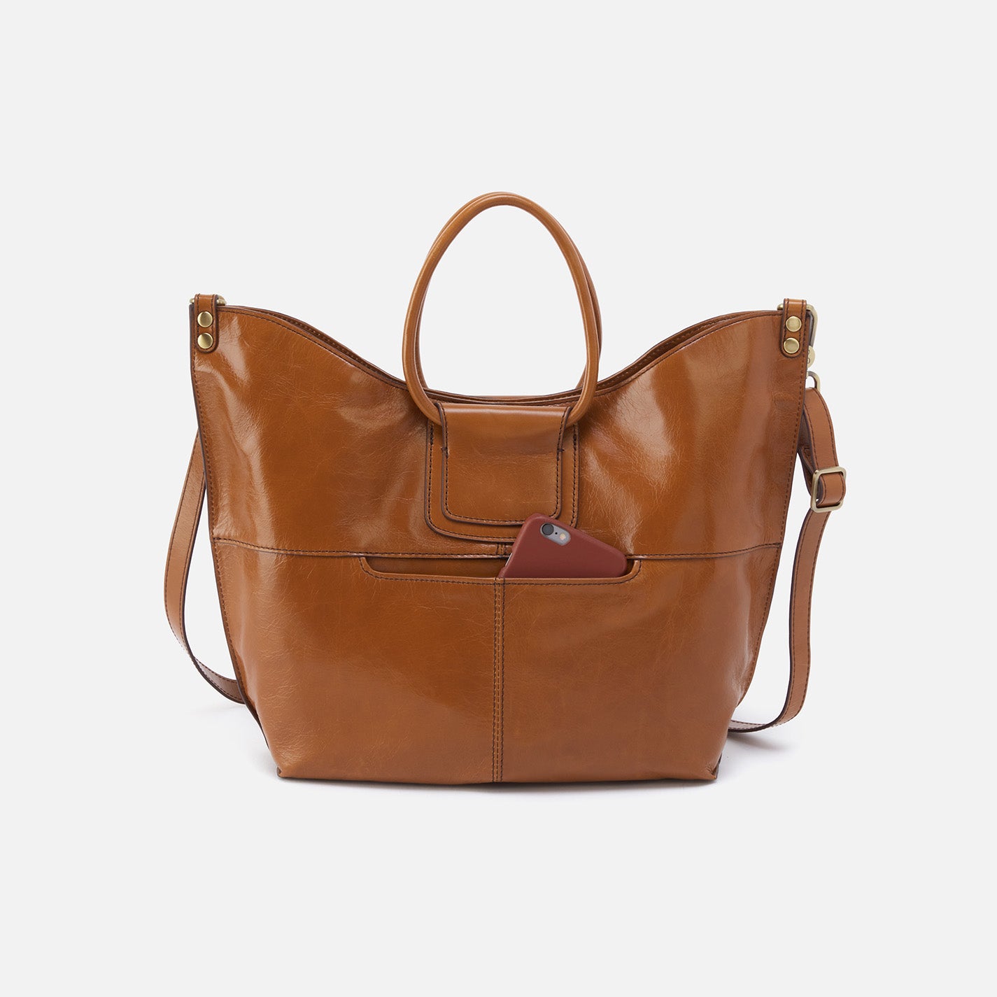 Sheila Tote in Polished Leather - Truffle – HOBO