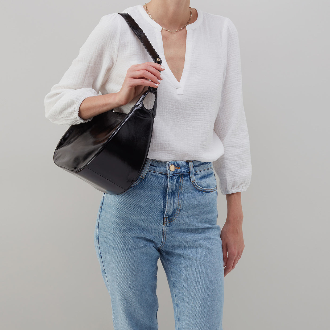 Hobo Arla Leather Shoulder Bag - Black