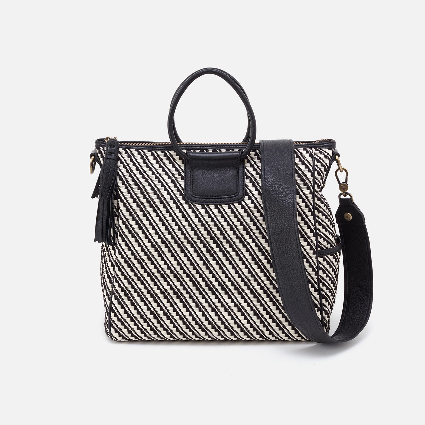 Sheila Large Satchel in Artisan Weave - Black and White – HOBO